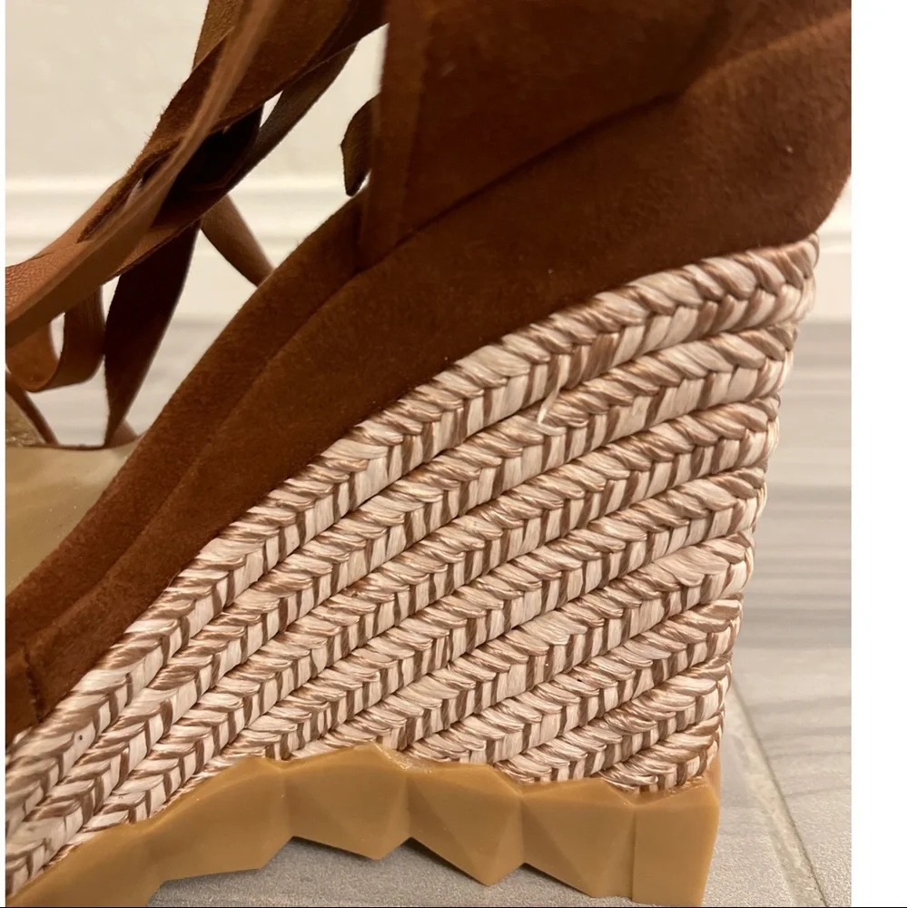 Stuart Weitzman Brown Suede Wedge Sandals - Picture 11 of 13